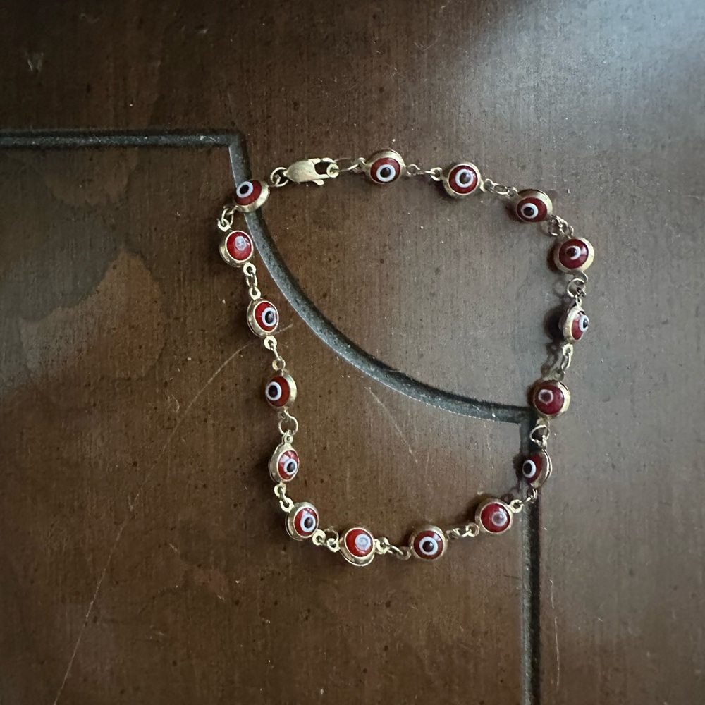 14k Yellow Gold Evil Eye Bracelet
